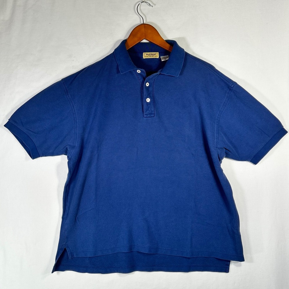 Paul Stuart Mens Blue 100% 2 Ply Cotton Pique Short Sleeve Polo Shirt Size M